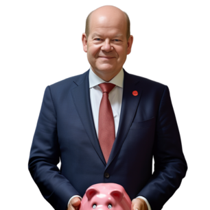 Bild: Olaf Scholz mit (Spar-)Schwein