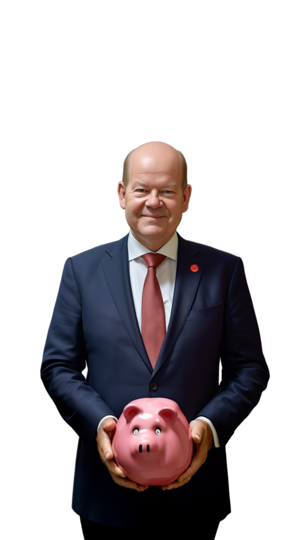 Bild: Olaf Scholz mit (Spar-)Schwein