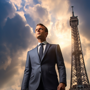 Bild: Emmanuel Macron vor dem Eifelturm