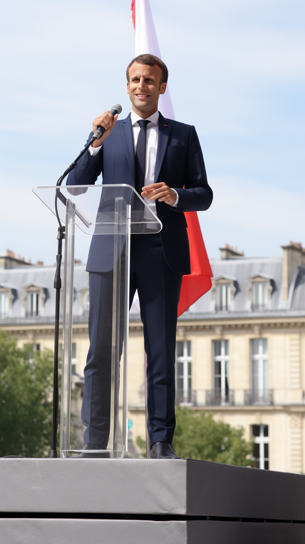 Bild: Emmanuel Macron bei einer Rede zum französischen Volk