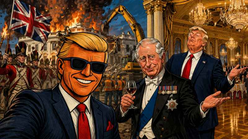 Grafik: „Wir Briten hatten 1814 auch unseren eigenen kleinen Versuch eines Umbaus.“  BOOM.