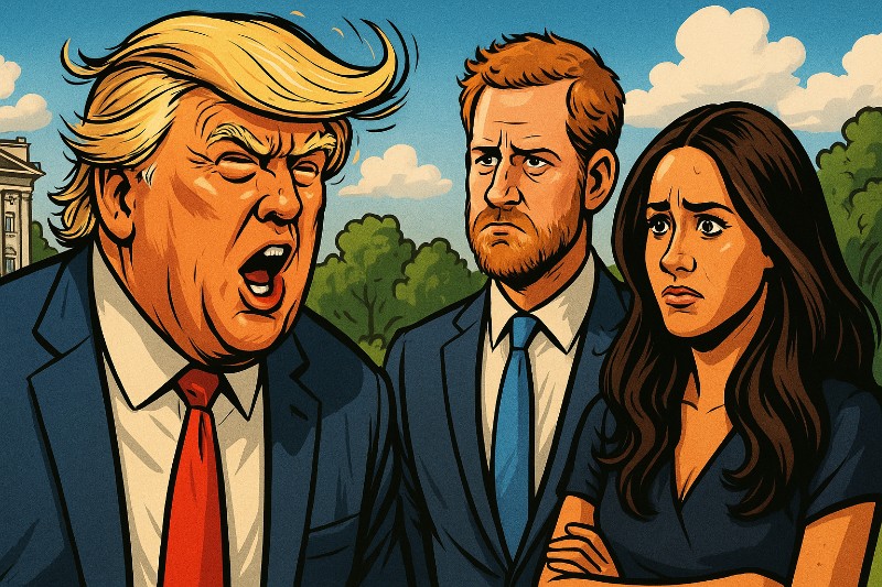 Grafik: Donald, Harry und Meghan