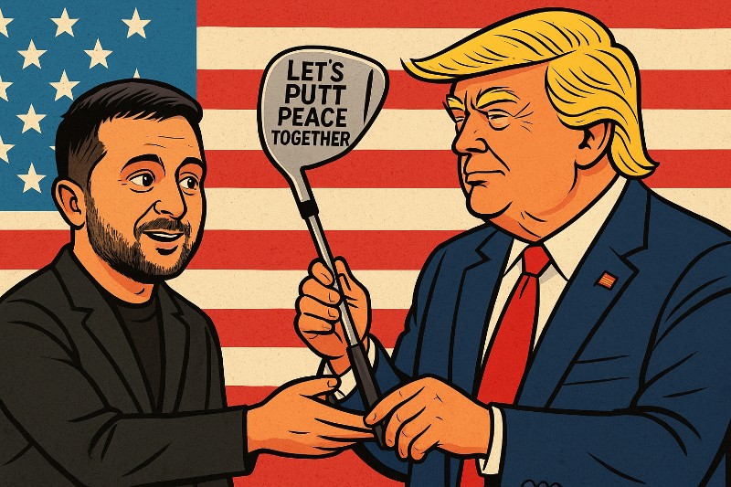 Grafik: Selenskyj schenkt Trump die heilige Putter-Bombe!