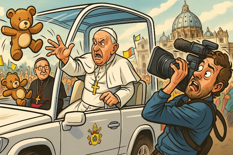 Grafik: Papamobil-Punchline – Der Papst, der Popstar und das Plüschtier-Massaker