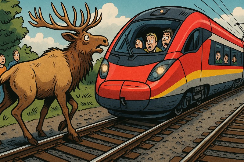 Grafik: Elchtest in St. Pölten – Wie Emil die Westbahn lahmlegte und Österreich ins Chaos stürzte