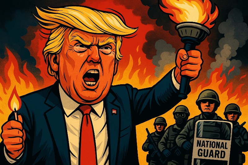 Grafik: Trump, der das Streichholz nie aus der Hand legt.