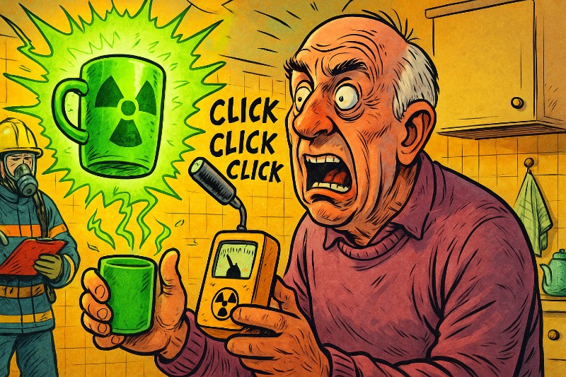 Grafik: Der Mann mit dem Geigerzähler