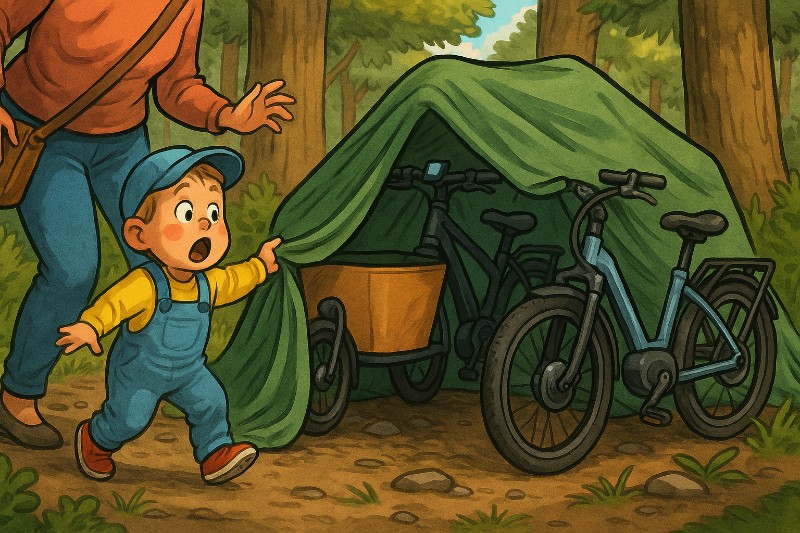 Grafik: Zwei E-Bikes, eine Nacht, ein Dieb – und ein Dreijähriger