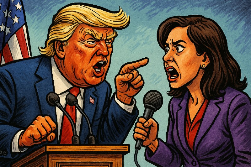 Grafik: Ein Präsident, der sich verhält wie ein beleidigtes Trampolin