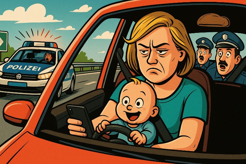 Grafik: Baby am Steuer