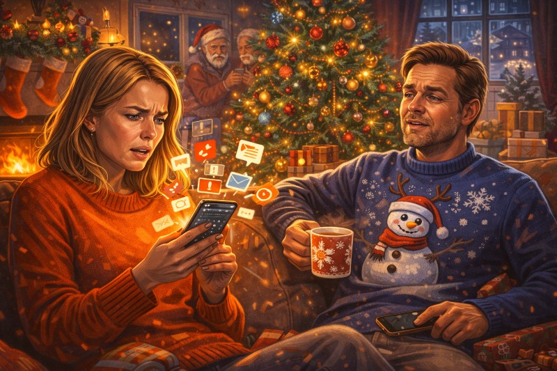 Grafik: Eine Umfrage zeigt: Frauen reagieren im Weihnachtsurlaub häufiger auf dienstliche Anfragen als Männer.