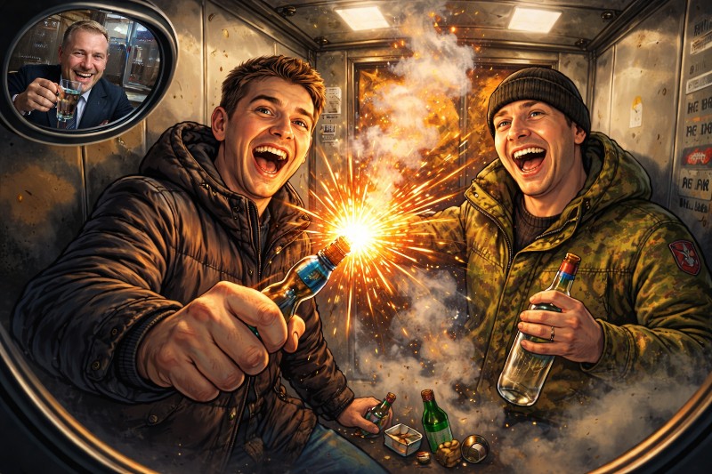 Grafik: Feuerwerk im Fahrstuhl