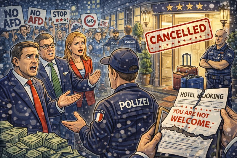 Grafik: Wie die AfD auf Hotelsuche ging