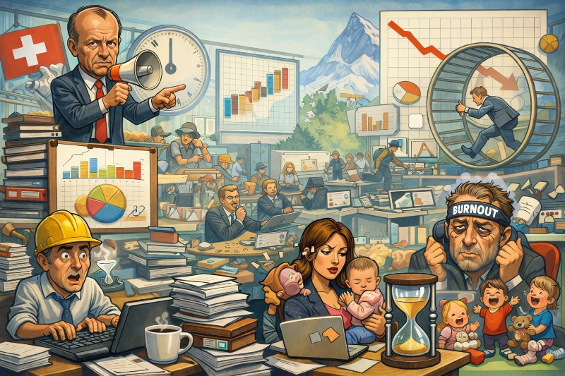 Grafik: Deutscher Fleiß unter Leistungsverdacht – Friedrich Merz entdeckt das Stundenmaßband