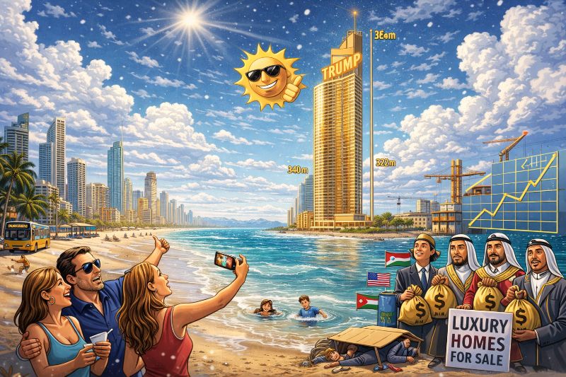 Grafik: 340 Meter hoch. 91 Stockwerke. Luxus pur.