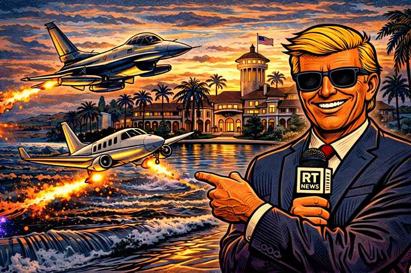 Grafik: Luftkampf über dem Anwesen von Donald Trump.