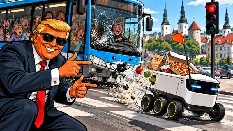 Grafik: Terminator auf Rädern - Lieferroboter auf der Flucht!