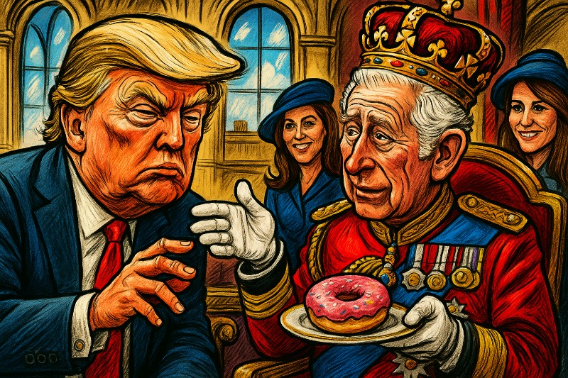 Wenn Donuts die Diplomatie retten – Trump, Charles und das Windsor-Wunder
