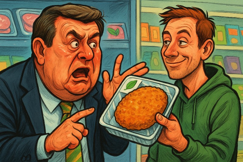 Das Schnitzel, das plötzlich Soja spricht – Ronald Tramp über die Veggie-Verschwörung
