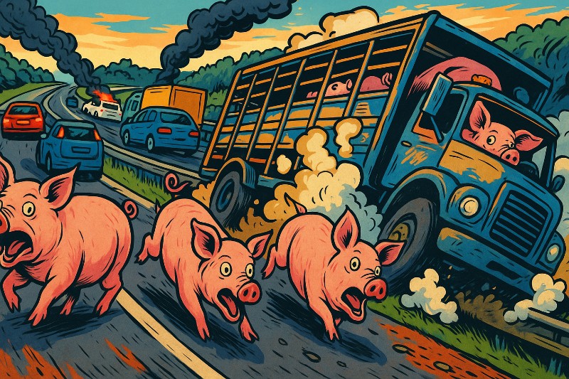 Der Schweine-Aufstand auf der A49 – Eine Flucht so episch, dass selbst Hollywood weinen würde