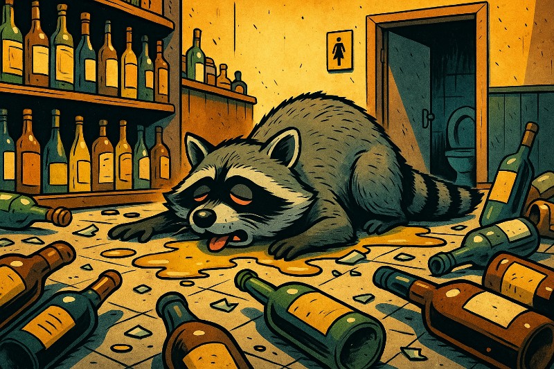 Komasaufen für Anfänger – Der Waschbär macht’s vor