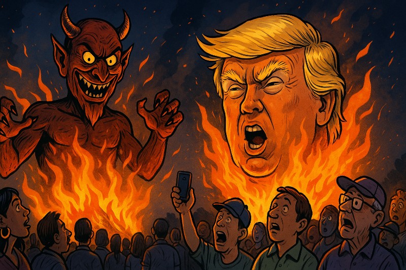Ein Teufel brennt - und direkt deneben ein Präsident