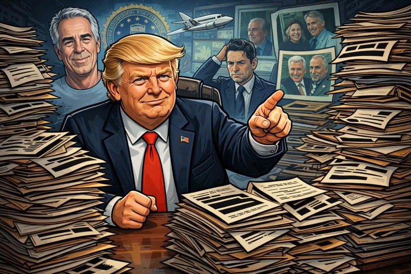 Eine Million Seiten, null Geduld: Wie Ronald Tramp den Epstein-Papierkrieg erklärt