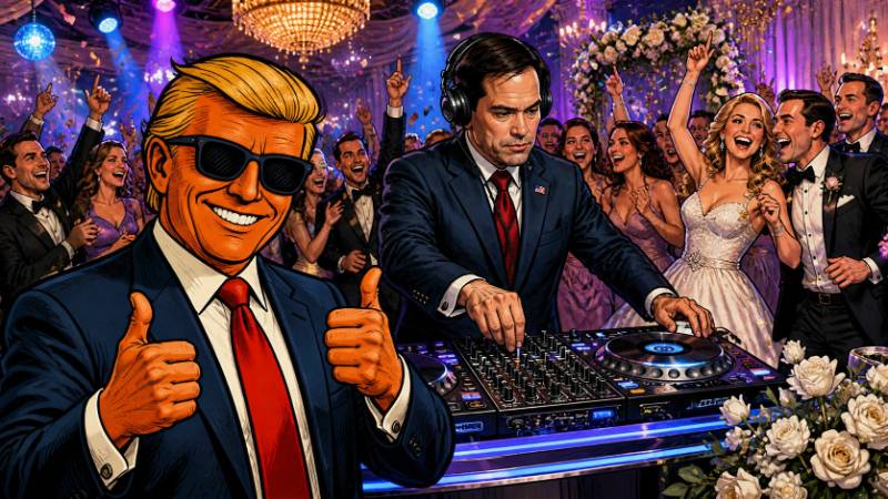 Grafik: Marco Rubio mixt Diplomatie und DJ Beats