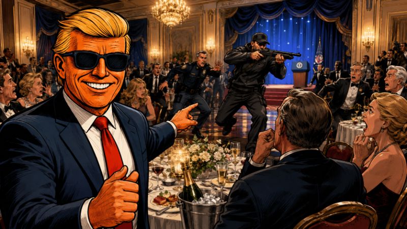 Grafik: Schüsse beim Trump-Dinner: Ronald Tramps Dinner-Krise