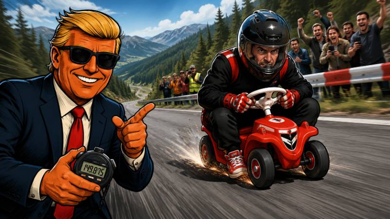 Grafik: Bobby-Car mit 150 km/h? Ronald Tramp berichtet