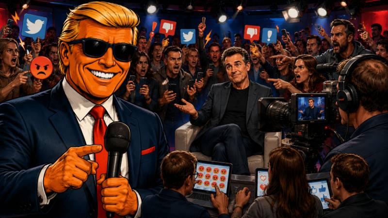 Grafik: Ronald Tramp im Zentrum des Satire-Sturms
