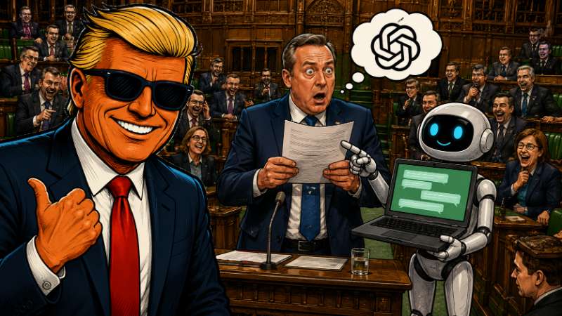 Grafik: Ronald Tramp über den KI-Patzer im Parlament