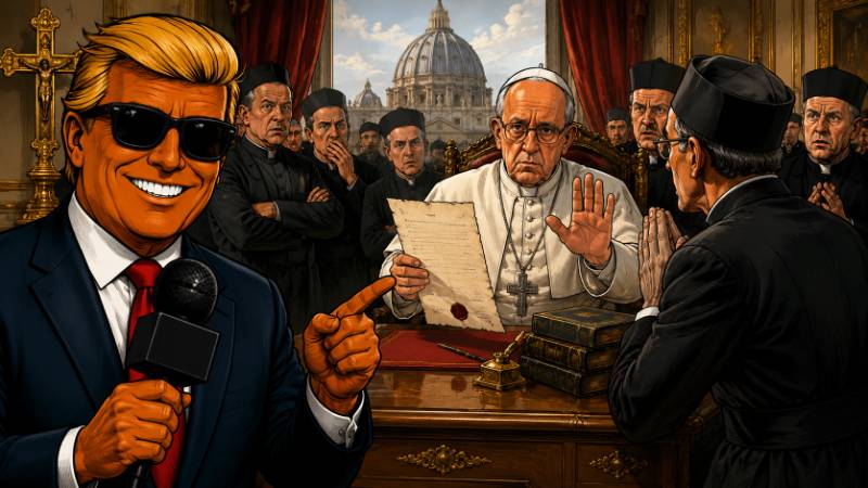Grafik: Ronald Tramp: Der Papst schreibt Klartext: Der Papst schreibt Klartext