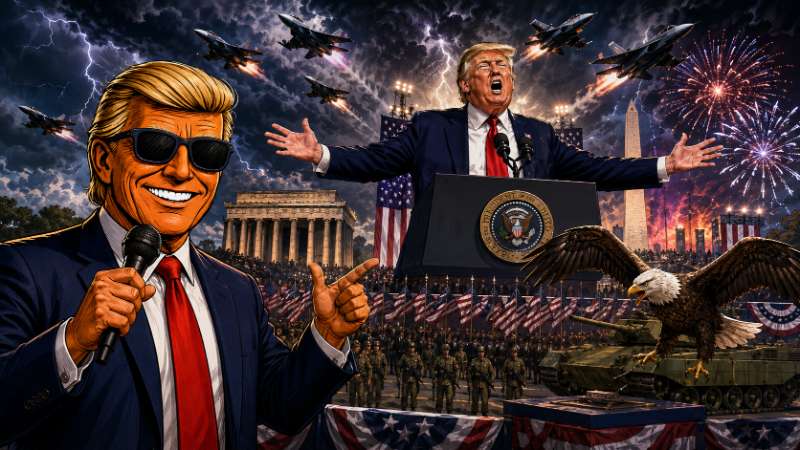 Grafik: Donald, Donner und das Mega-Feuerwerk der USA