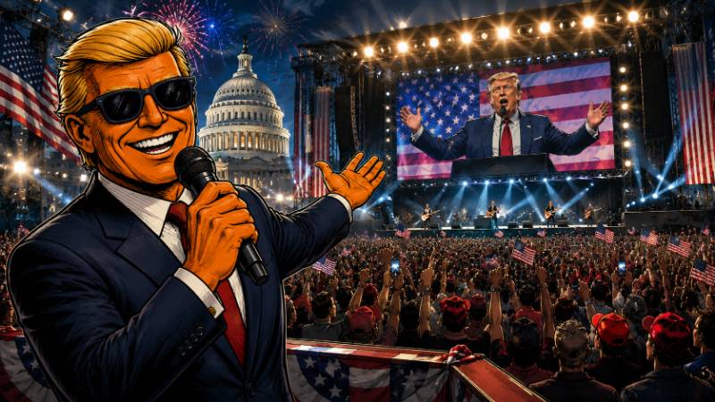 Grafik: Trump gegen Elvis – Das Festival des Egos