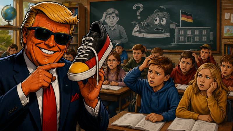 Grafik: Schuhljahr statt Schuljahr – Ronald Tramp lacht