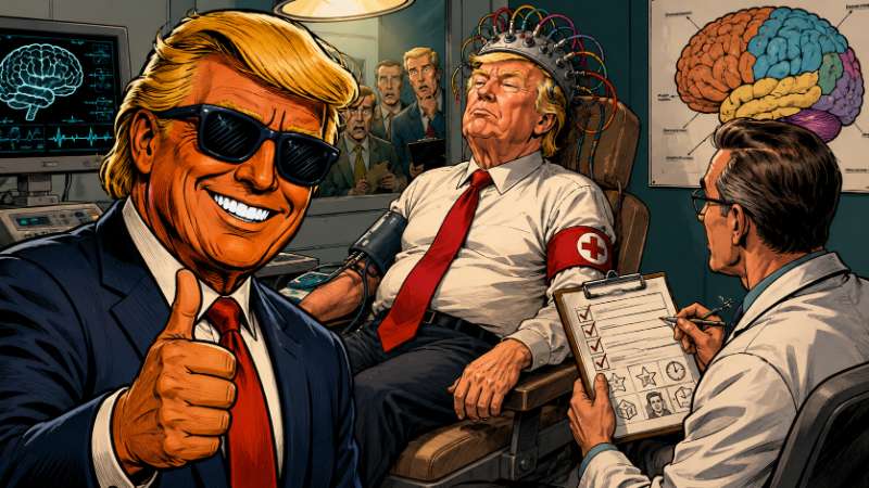 Grafik: Trump, Tests und Ronald Tramps Denk-Marathon