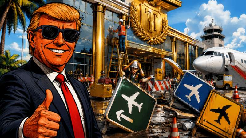 Grafik: Ronald Tramp landet im Terminal Trumpissimo