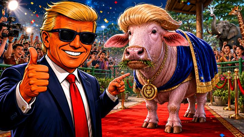 Grafik: Der Büffel mit der Trump-Frisur wird gerettet