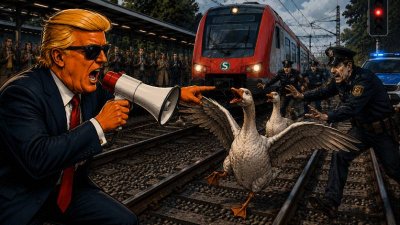 Gänse putschieren gegen die S-Bahn in Hamburg