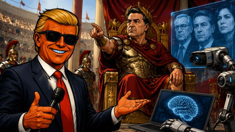 Grafik: Ronald Tramp trifft den KI-Imperator