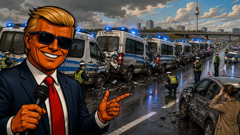 Grafik: Ronald Tramp im Blaulicht-Domino