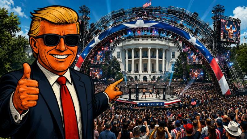 Grafik: Trump, UFC und das Weiße Haus im Käfig