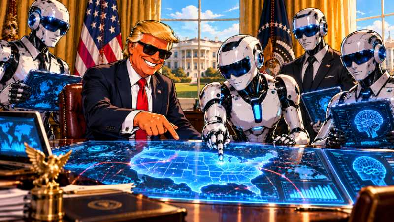 Grafik: Ronald Tramp trifft die Super Intelligence Force