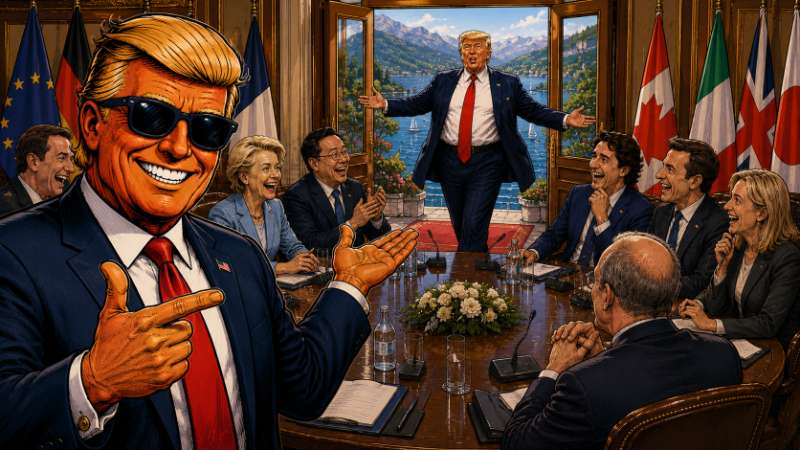 Grafik: Trump verspätet sich und erklärt sich zum Boss